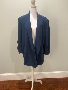 Chico's Midnight Blue Draped Open-Front Blazer